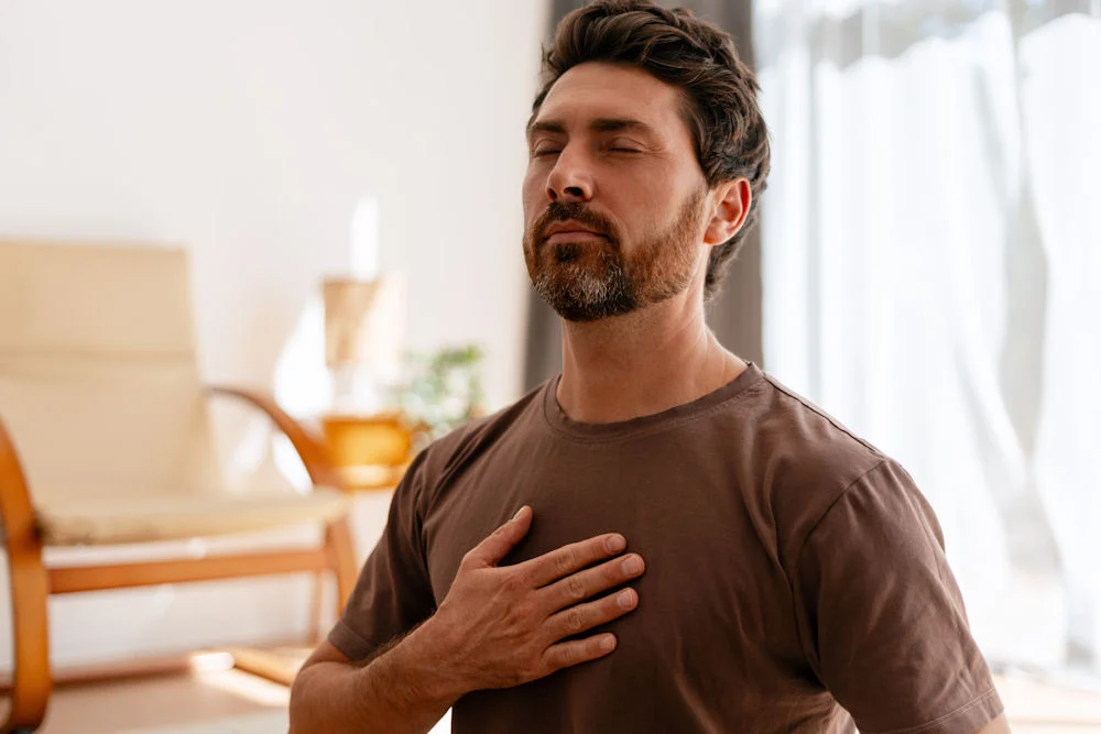 An individual feeling relief and hope during a fentanyl rehab program An individual feeling relief and hope during a fentanyl rehab program