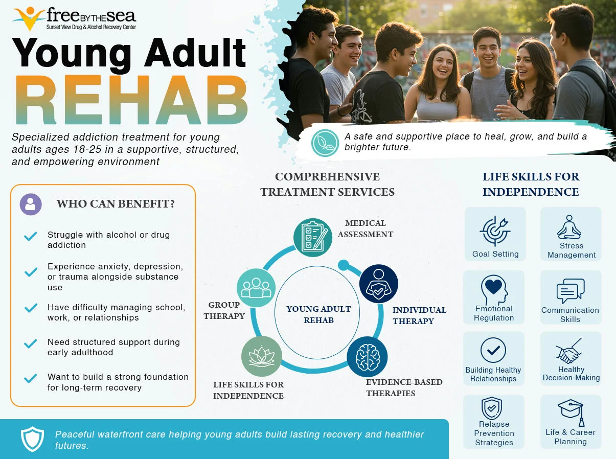 infographic explaining rehab options for young adults