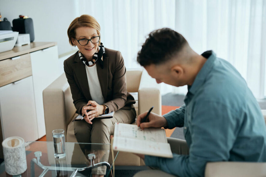 functioning addict getting help from therapist