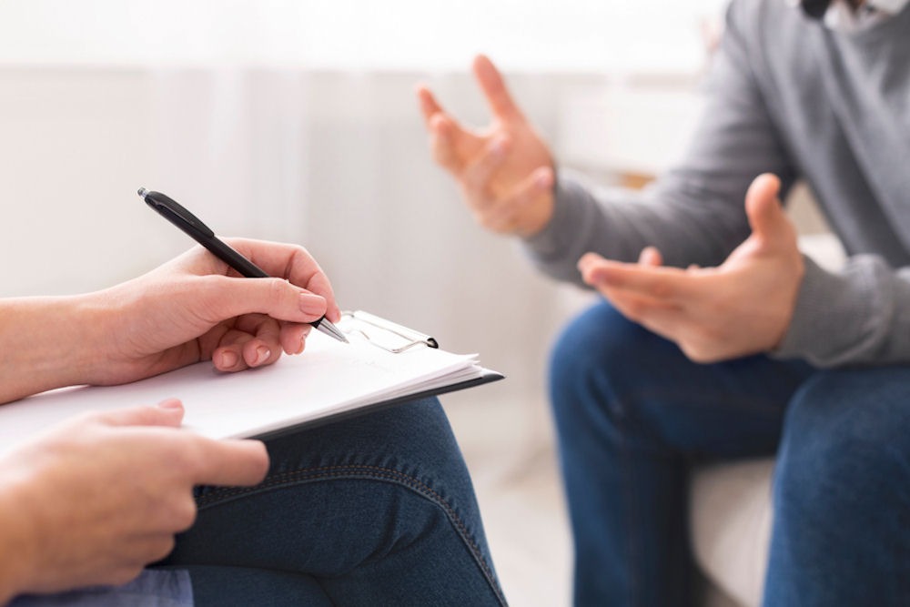 a man speaking to his therapist