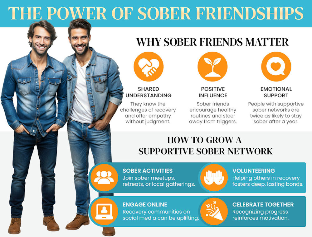 infographic highlighting the impact and benefits of sober friendships